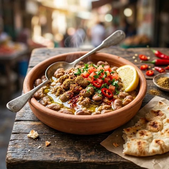 فول بالزيت الحار